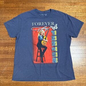 Forever Dolly Parton Graphic T Shirt‎ XL Blue Cotton Blend Concert Tour Tee